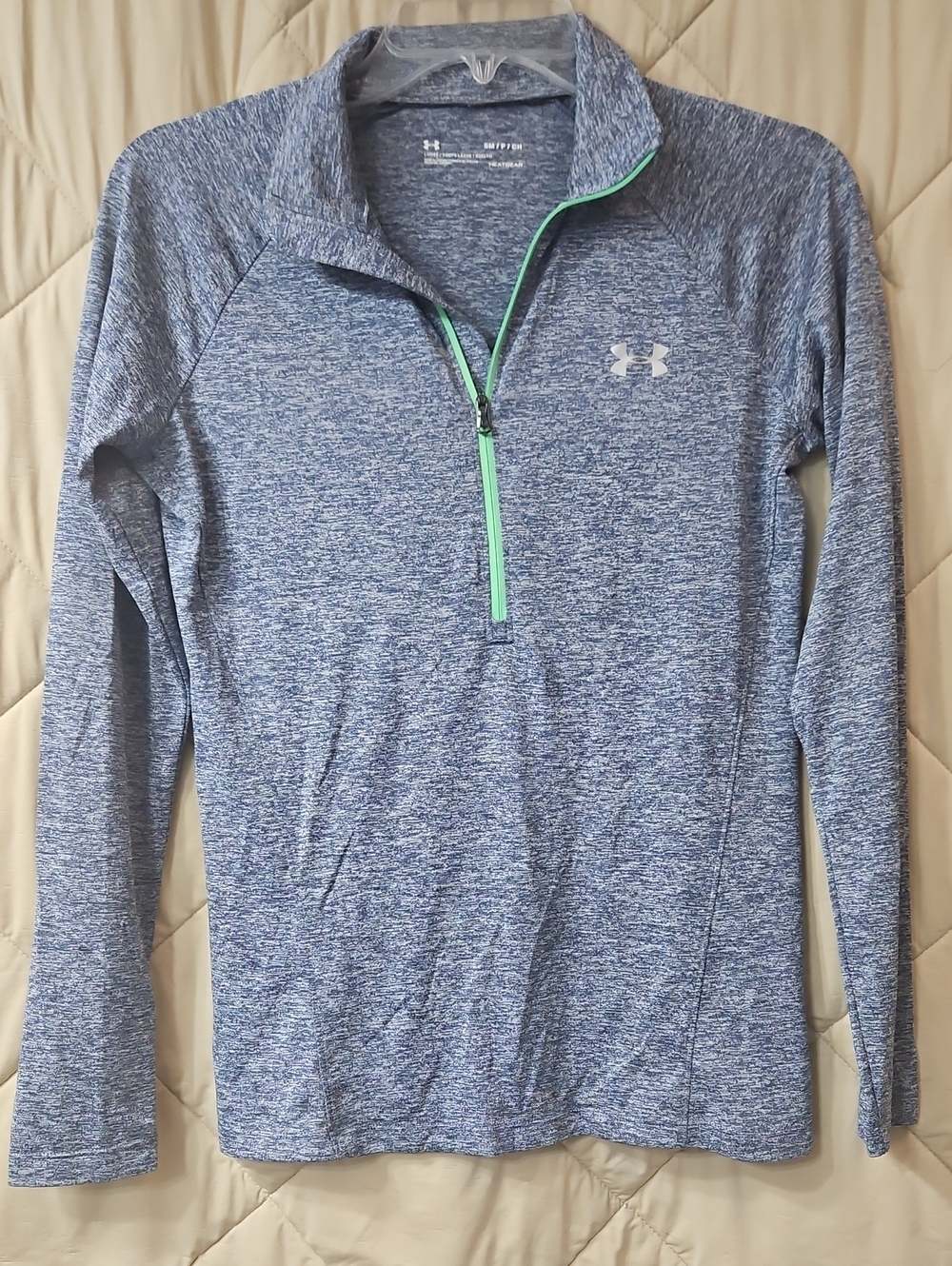 Under Armour Heathered Navt Blue Quarter-Zip Pullover with Mint Trim